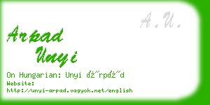 arpad unyi business card